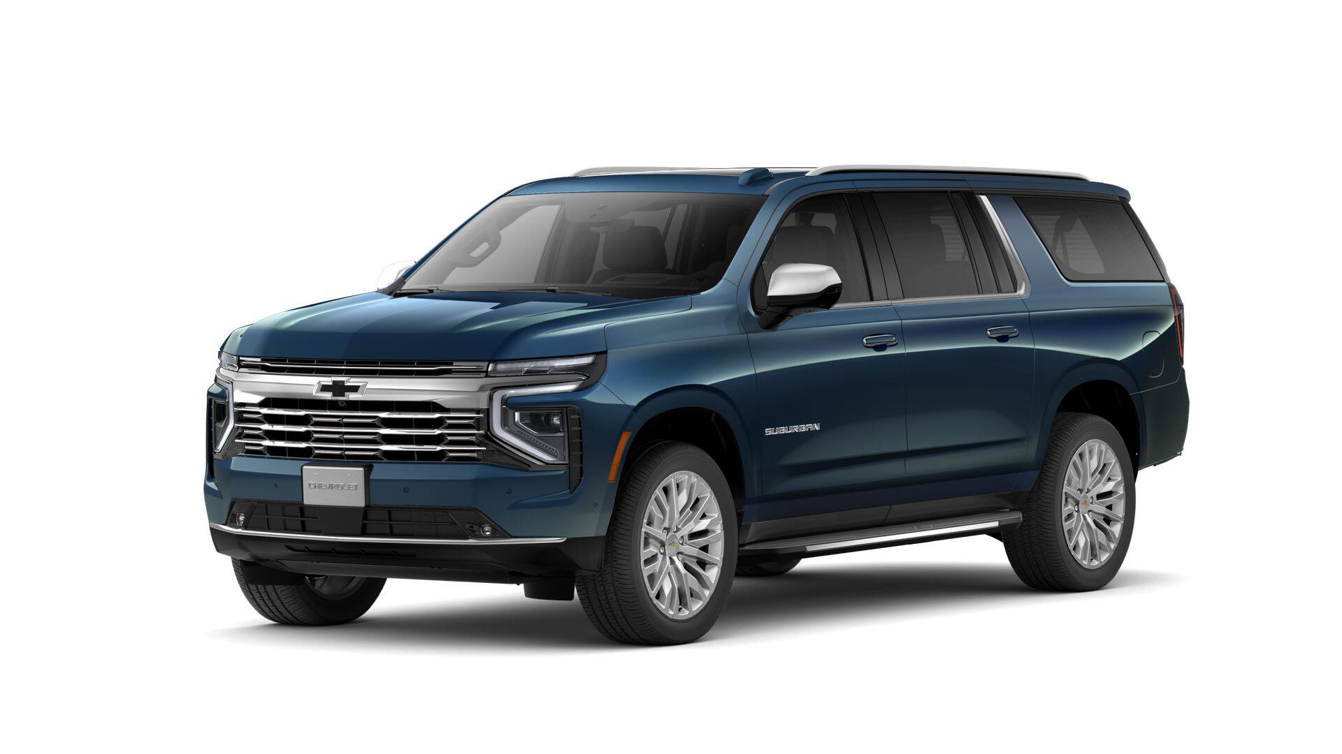 2026 Chevrolet Suburban Premier in Lakeshore Blue Metallic — front three-quarter view
