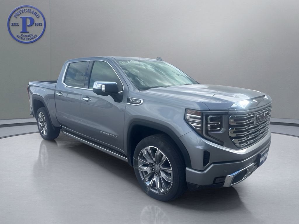 2024 GMC Sierra 1500 Denali in Sterling Metallic — front three-quarter view